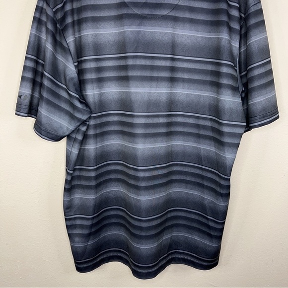 Large Grand Slam Grey Black Striped Polo Shirt Golf Athletic Activewear - Picture 7 of 9